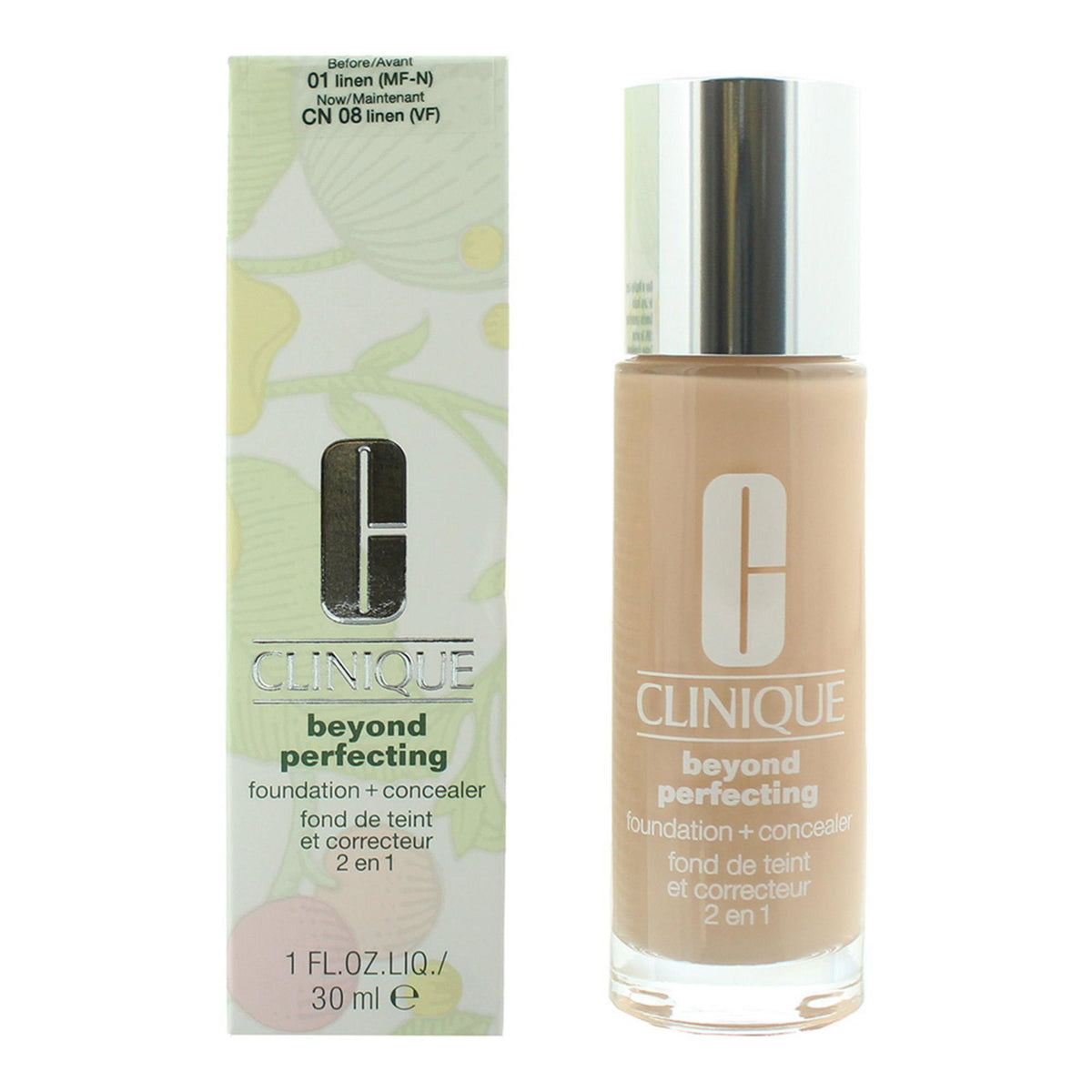 Clinique, Beyond Perfecting, Full Coverage, Liquid Foundation & Concealer 2-In-1, 01, Linen, 30 ml