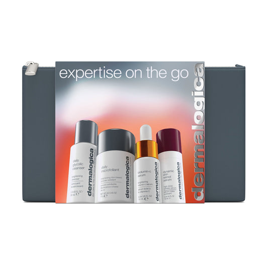 Expertise On The Go Set Dermalogica:  Daily Glycolic, Cleansing, Cleansing Gel, For Face, 30 ml + Daily Microfoliant, Exfoliating, Exfoliating Powder, 13 g + Biolumin-C, Vitamin C, Brightening, Serum, For Face, 10 ml + Dynamic Skin, Retinol,…